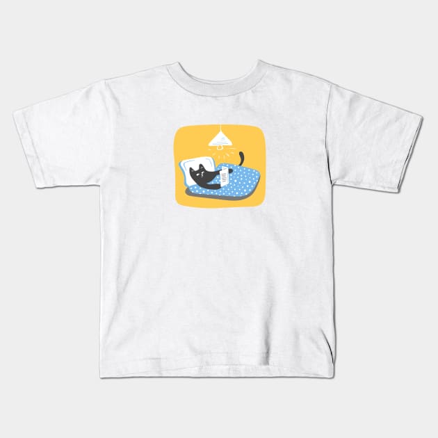 Reading time Kids T-Shirt by artful_meows